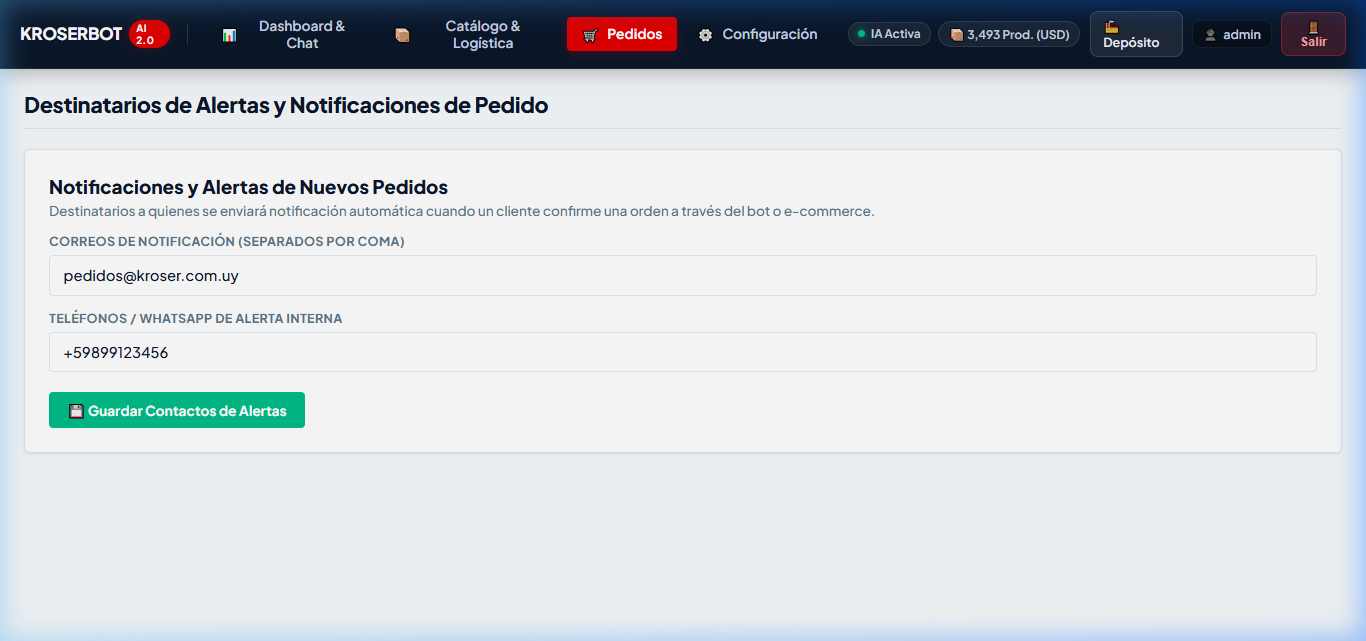 Avisos y Alertas de Pedidos