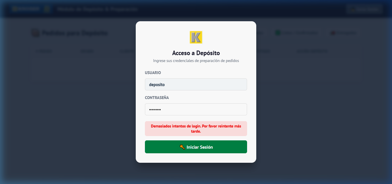Login al Módulo de Depósito